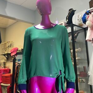 Faisca sheer open back long sleeve top